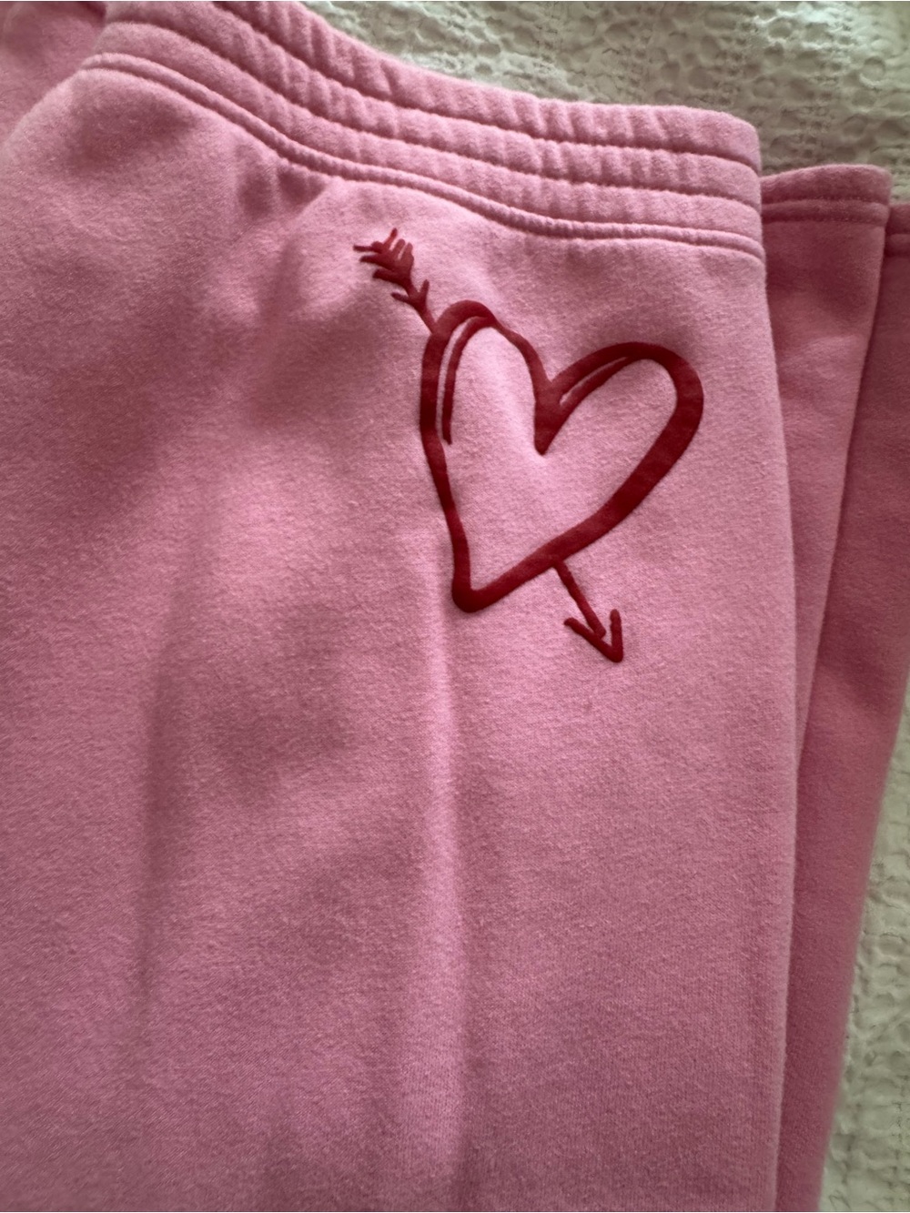 Hollister Pink Sweatpants and jacket with Red Heart Arrow Graphic